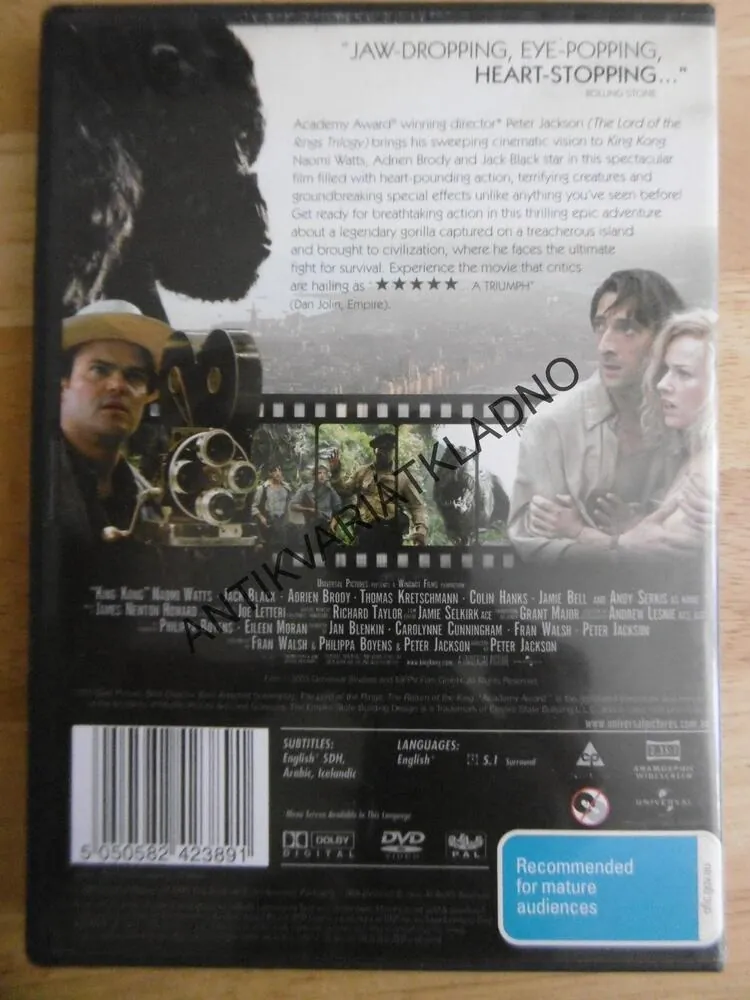 KING KONG, DVD FILM, BEZ DABINGU BEZ ČESKÝCH TITULKŮ