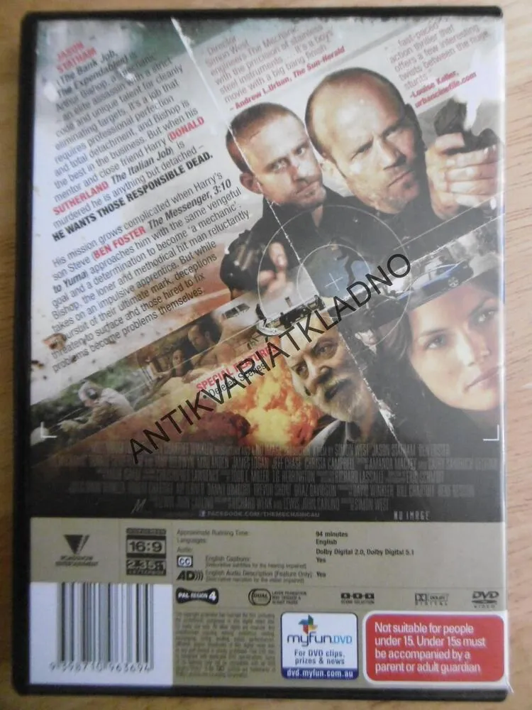 THE MECHANIC, JASON STATHAM, DVD FILM, BEZ DABINGU BEZ ČESKÝCH TITULEK