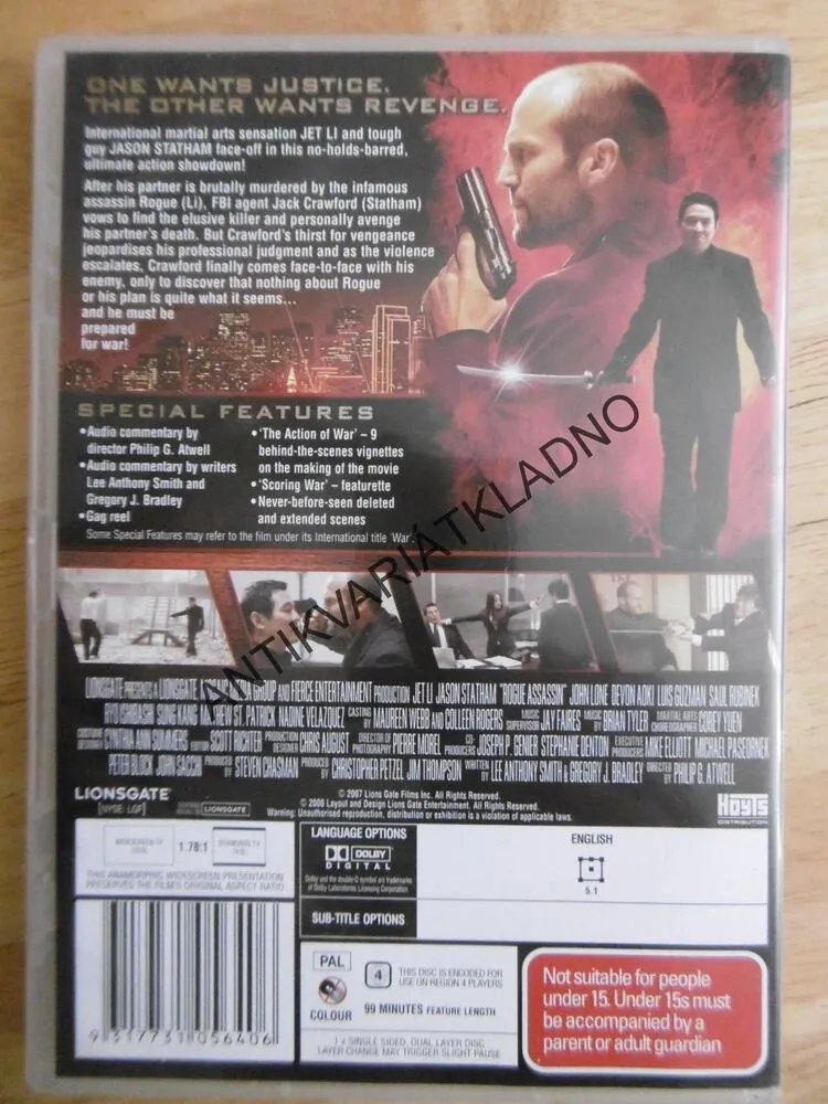 ROGUE, ASSASSIN, JET LI, JASON STATHAM, DVD FILM, BEZ DABINGU BEZ ČESKÝCH TITULEK