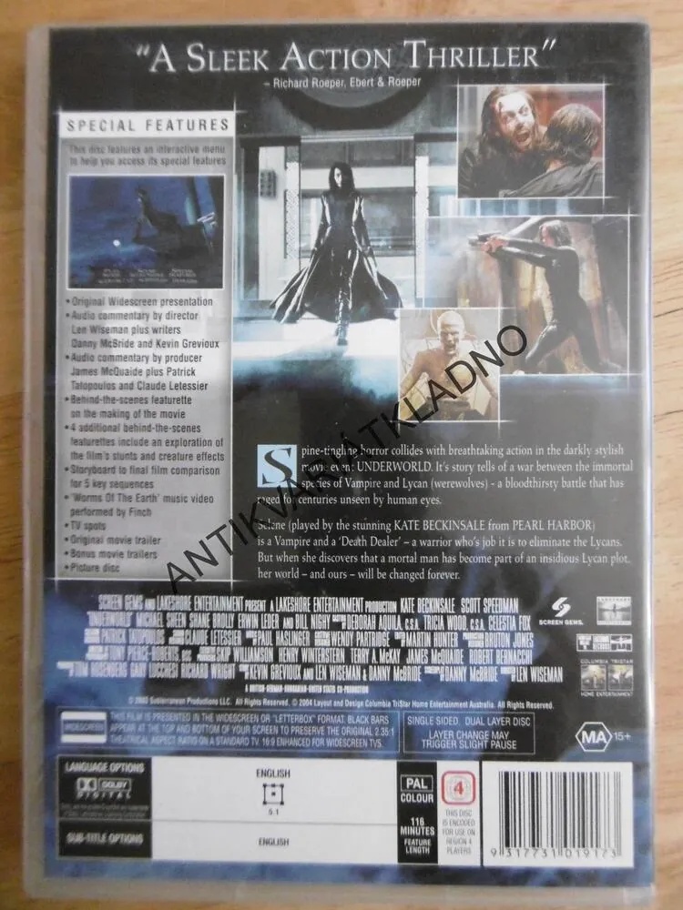 UNDERWORLD, KATE BECKINSALE, DVD FILM, BEZ DABINGU BEZ ČESKÝCH TITULEK