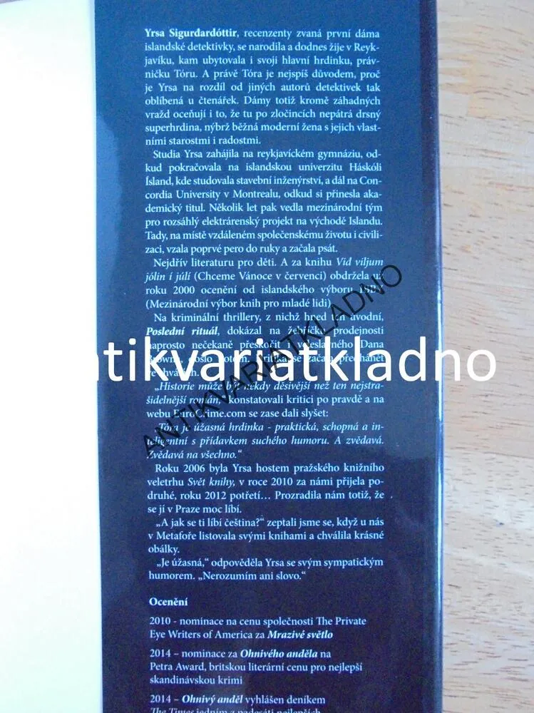 POSLEDNÍ RITUÁL, YRSA SIGURDARDÓTTIR