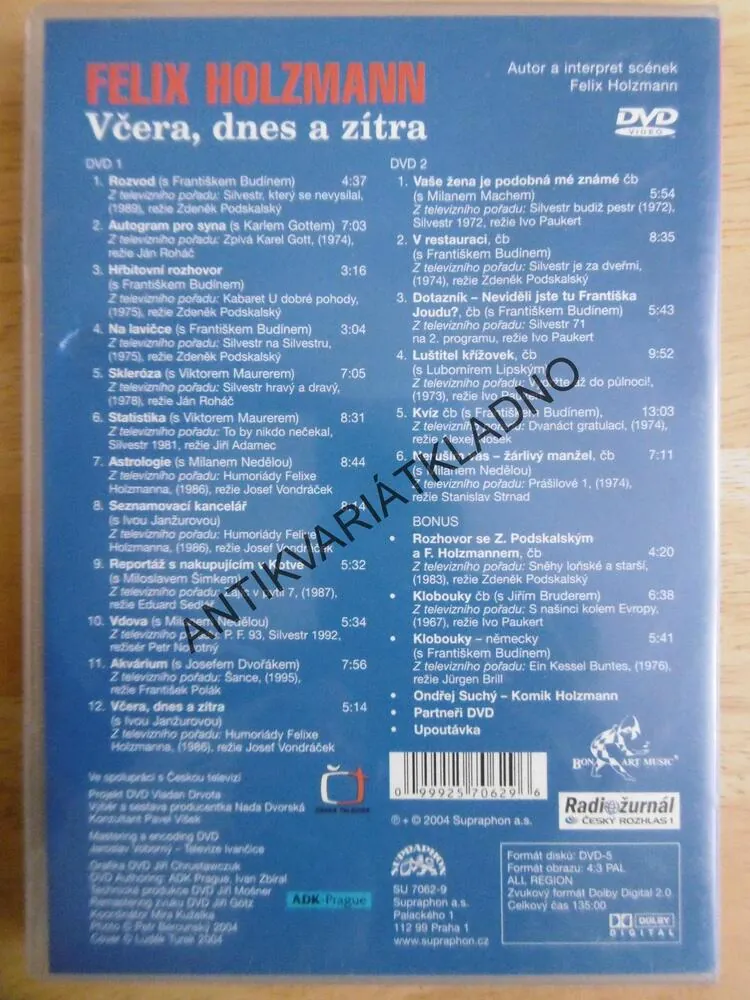 FELIX HOLZMAN, VČERA, DNES A ZÍTRA, 2 X DVD FILM