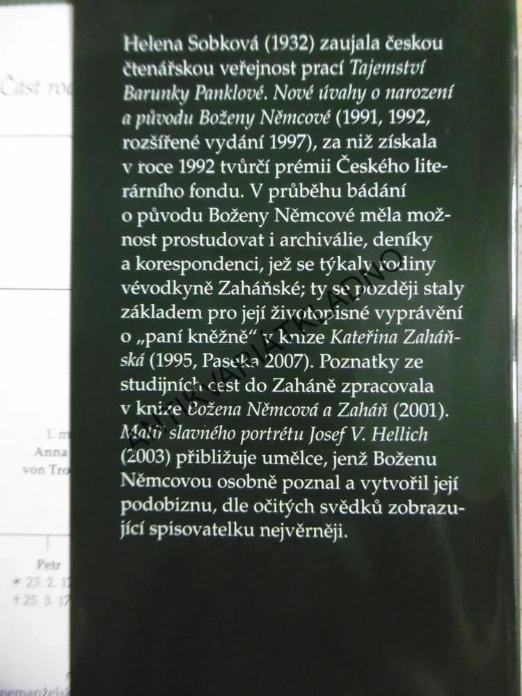 TAJEMSTVÍ BARUNKY PANKLOVÉ, PORTÉT BOŽENY NĚMCOVÉ, HELENA SOBKOVÁ,, **an
