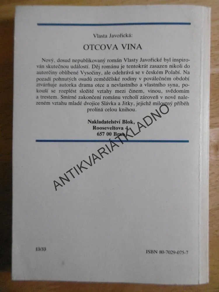 MEZE ROZORANÉ, VLASTA JAVOŘICKÁ, **an