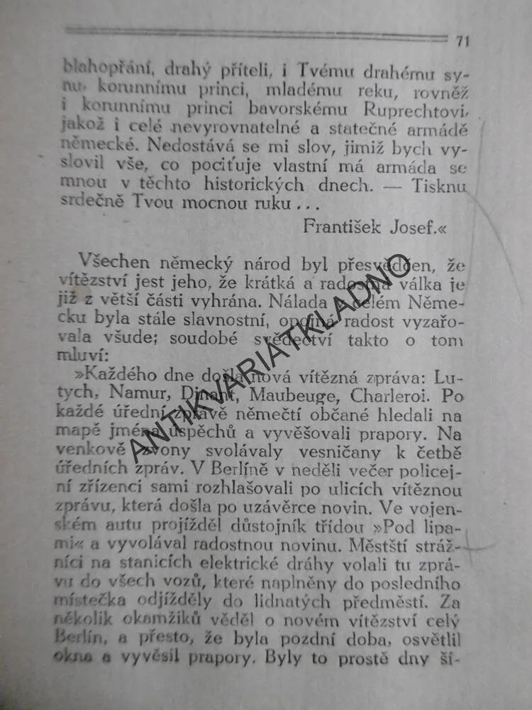 SVĚTOVÁ VÁLKA, ALOIS ŽÍPEK
