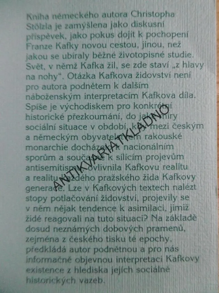 KAFKOVY ZLÉ ČASY, CHRISTOPH STÖLZL, FRANZ KAFKA