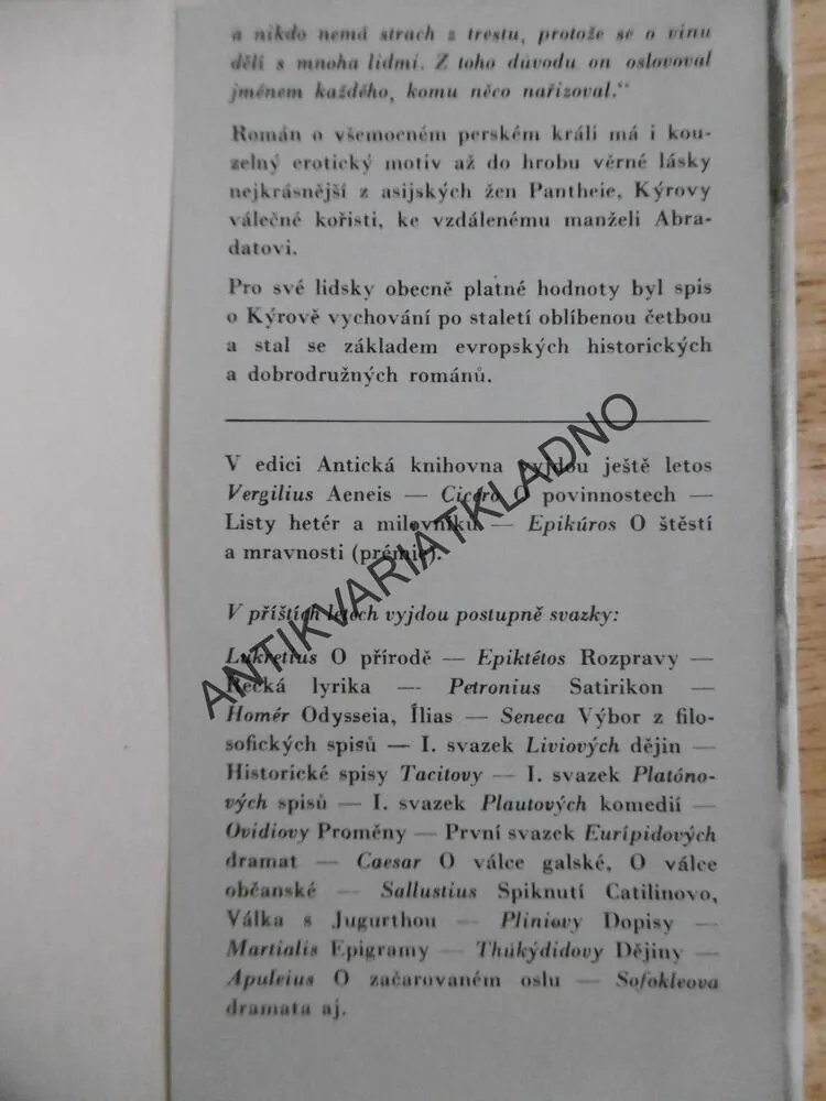 XENOFÓN O KÝROVĚ VYCHOVÁNÍ, ANTICKÁ KNIHOVNA,**an
