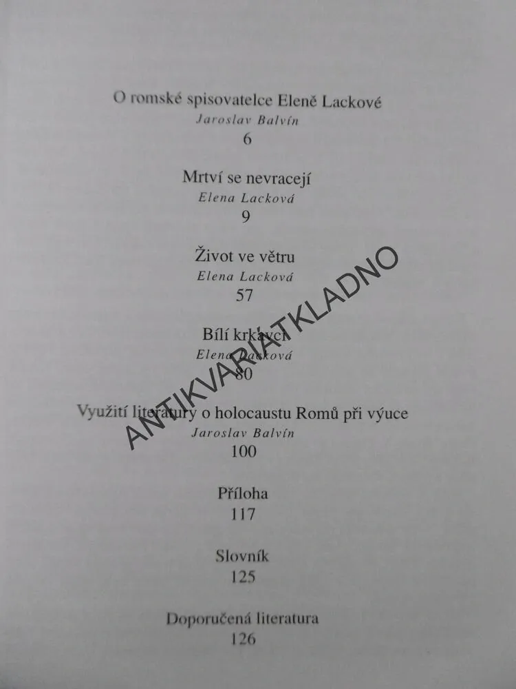 HOLOCAUST ROMŮ V POVÍDKÁCH ELENY LACKOVÉ, ELENA LACKOVÁ, BALVÍN