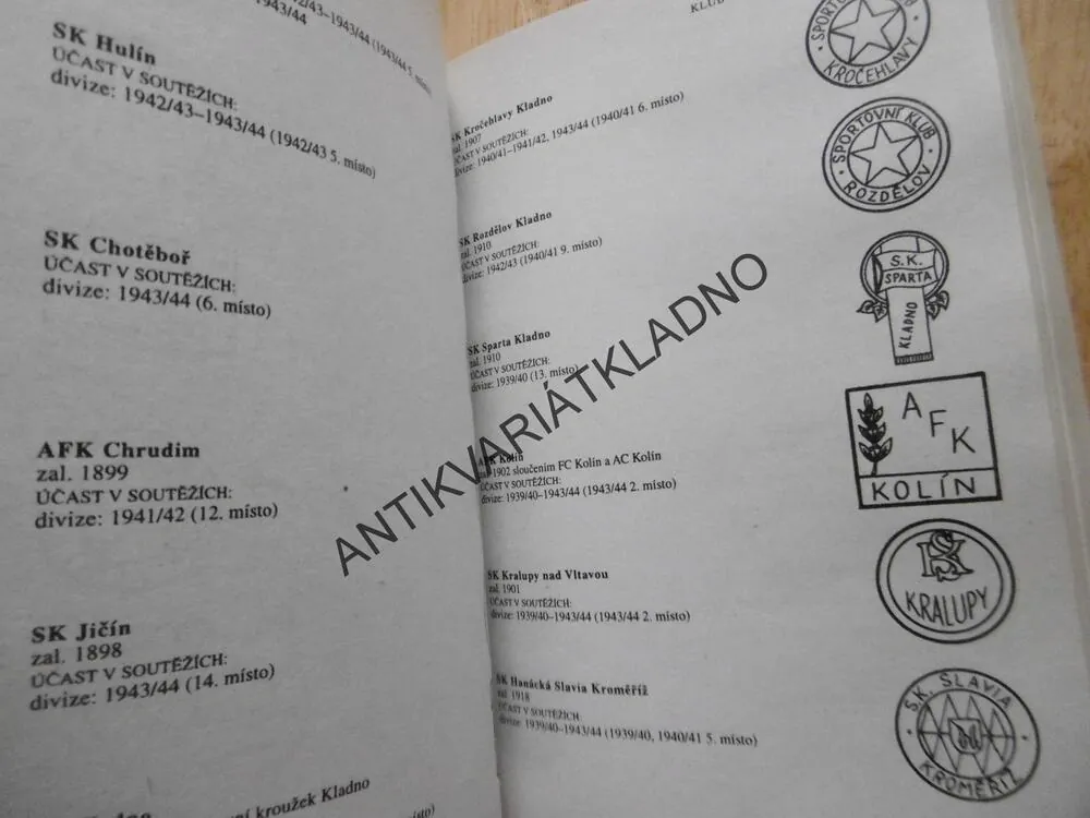 ENCYKLOPEDIE NAŠEHO FOTBALU. 100 LET ČESKÉHO A SLOVENSKÉHO FOTBALU, HORÁK, L.KRÁL, 1896-1996/7, REJSTŘÍKY KLUBŮ A JEJICH ZNAKY, **an
