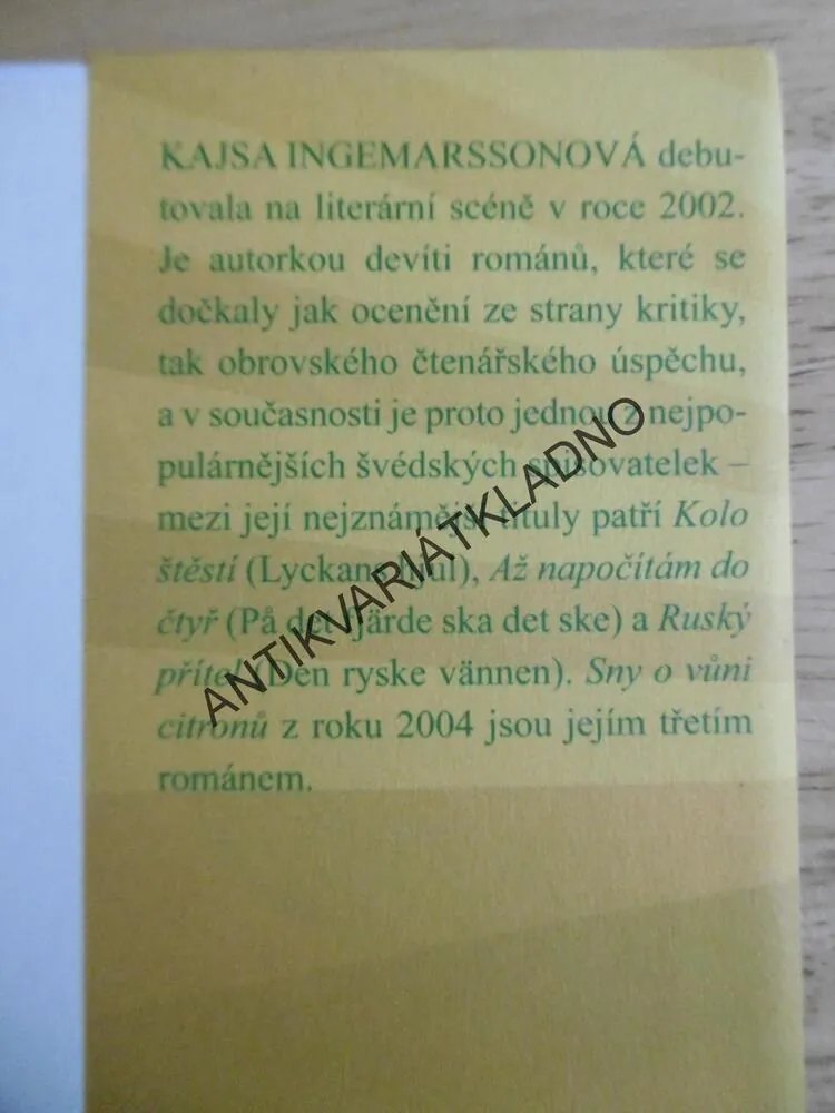 SNY O VŮNI CITRONŮ, KAJSA INGEMARSSONOVÁ, **an