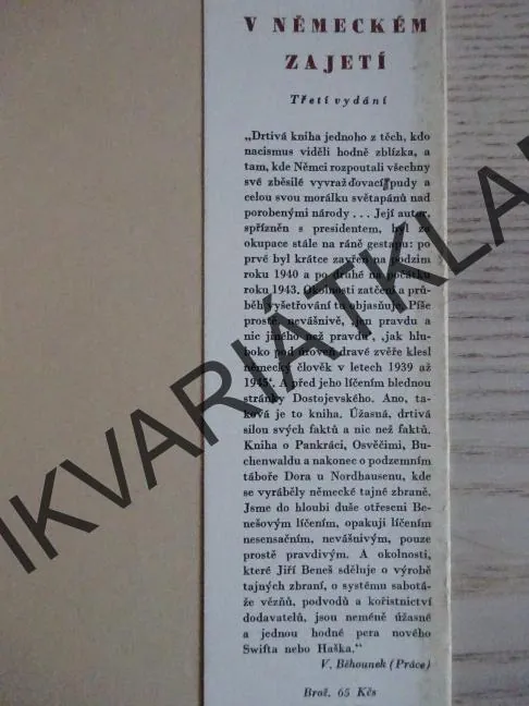 V NĚMECKÉM ZAJETÍ, JIŘÍ BENEŠ, 1947, **an