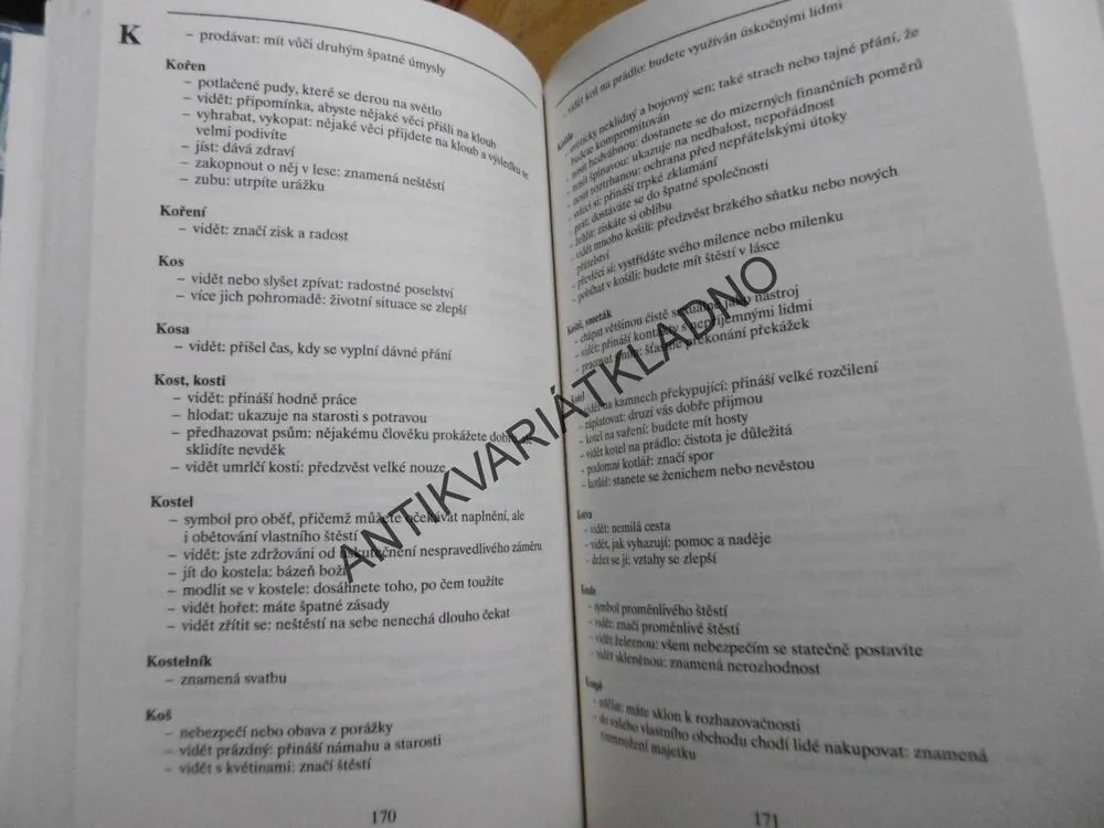 SNÁŘ, LEXIKON SNOVÝCH SYMBOLŮ, HANNS KURTH, SPÁNEK, SEN, **an