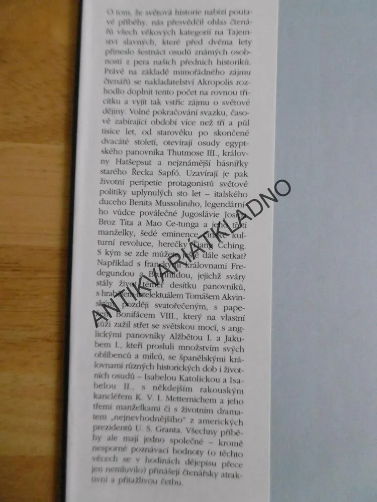 TAJEMSTVÍ SLAVNÝCH, PODIVUHODNÉ PŘÍBĚHY SVĚTOVÝCH DĚJIN. 2., **an