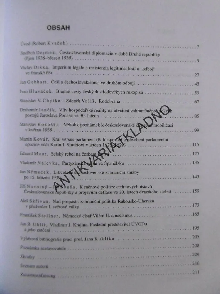 POCTA PROFESORU JANU KUKLÍKOVI, UNIVERSITA KARLOVA, 2000, **an