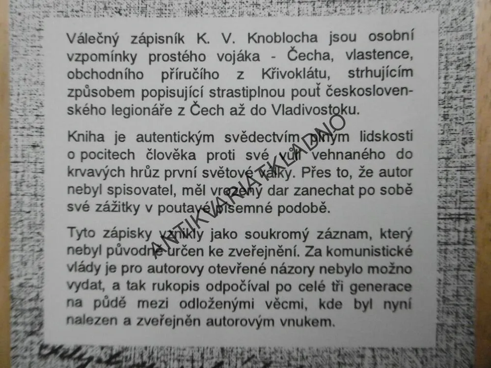 VÁLEČNÝ ZÁPISNÍK, KAREL V. KNOBLOCH, **an