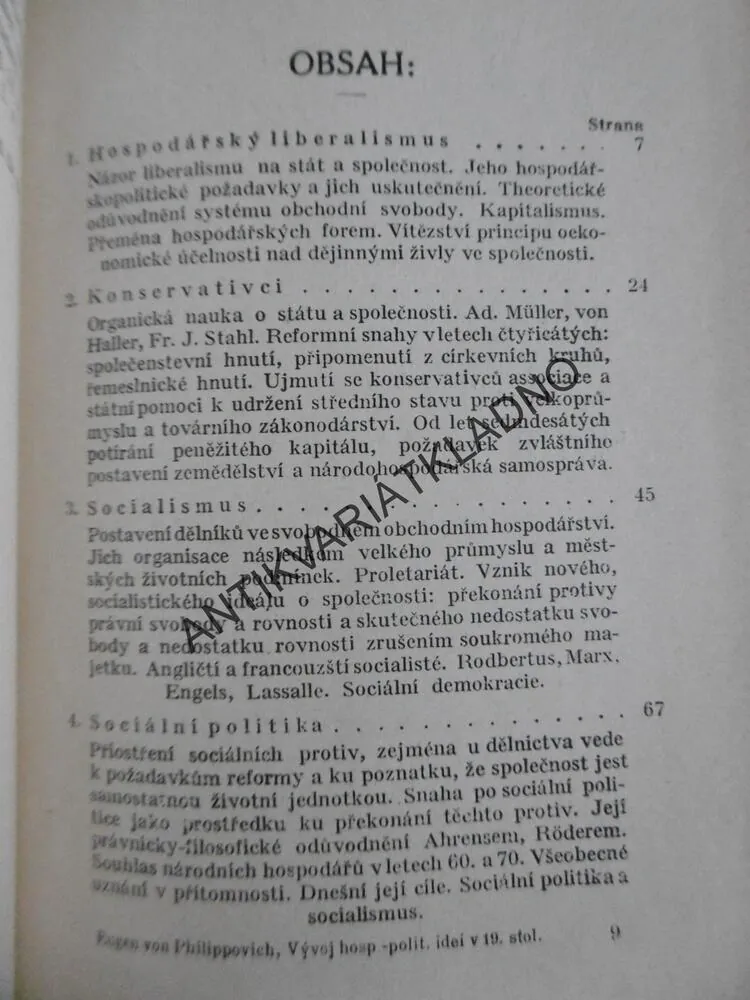 VÝVOJ HOSPODÁŘSKO-POLITICKÝCH IDEÍ V 19.STOLETÍ, E.VON PHILIPPOVICH, OTTOVA NAUČNÁ KNIHOVNA SV.1.