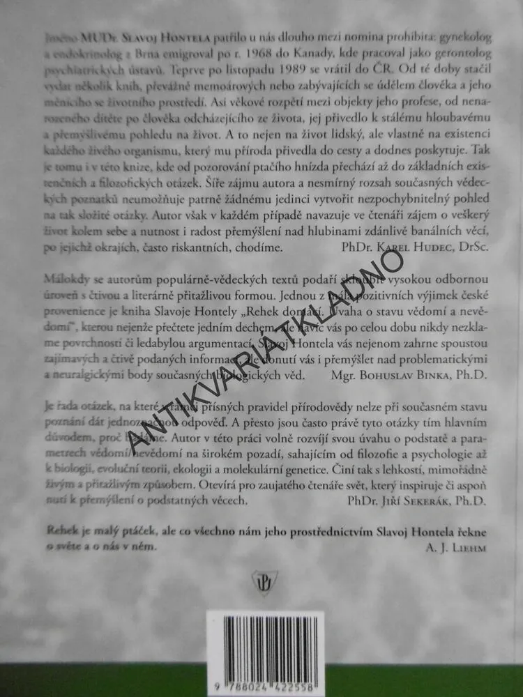 REHEK DOMÁCÍ, ÚVAHA O STAVU VĚDOMÍ A NEVĚDOMÍ, SLAVOJ HONTELA