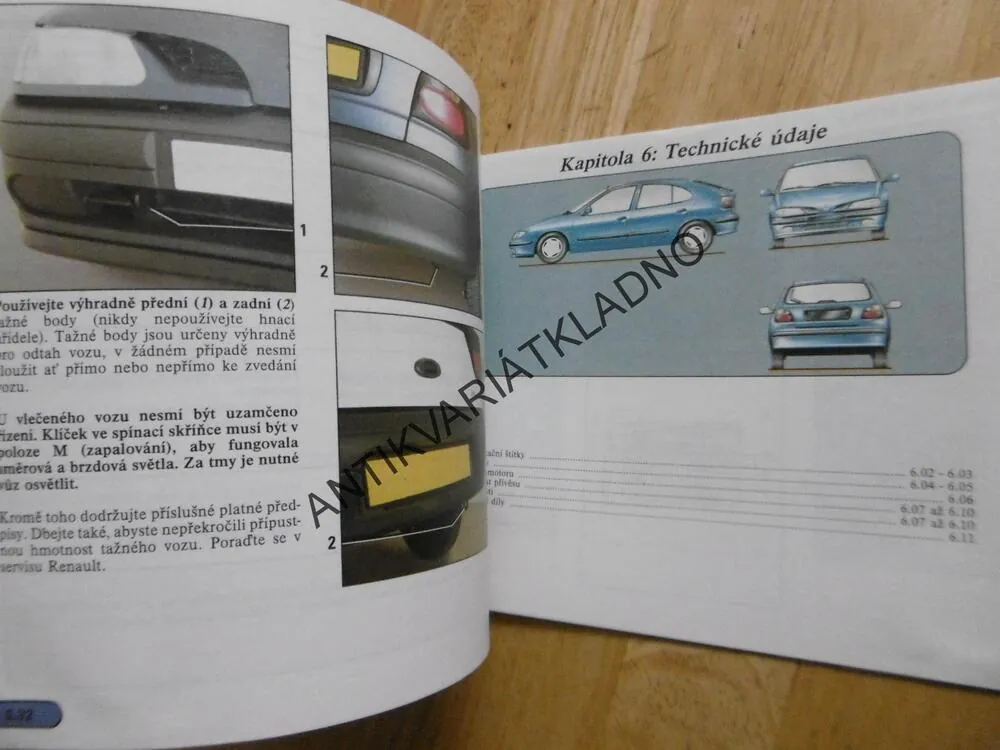 RENAULT MÉGANE, SERVISNÍ KNÍŽKA, NÁVOD K OBSLUZE, 1997