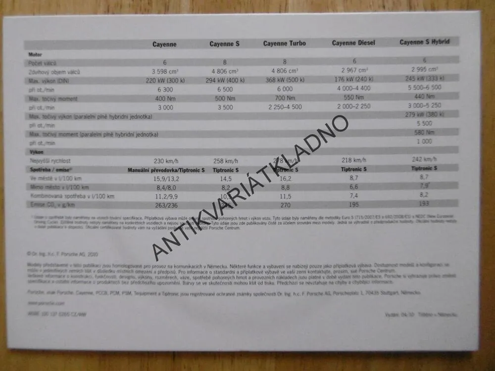 PORSCHE REKLAMNÍ BROŽURKA, ČESKY, NOVÉ MODELY CAYENNE + CD