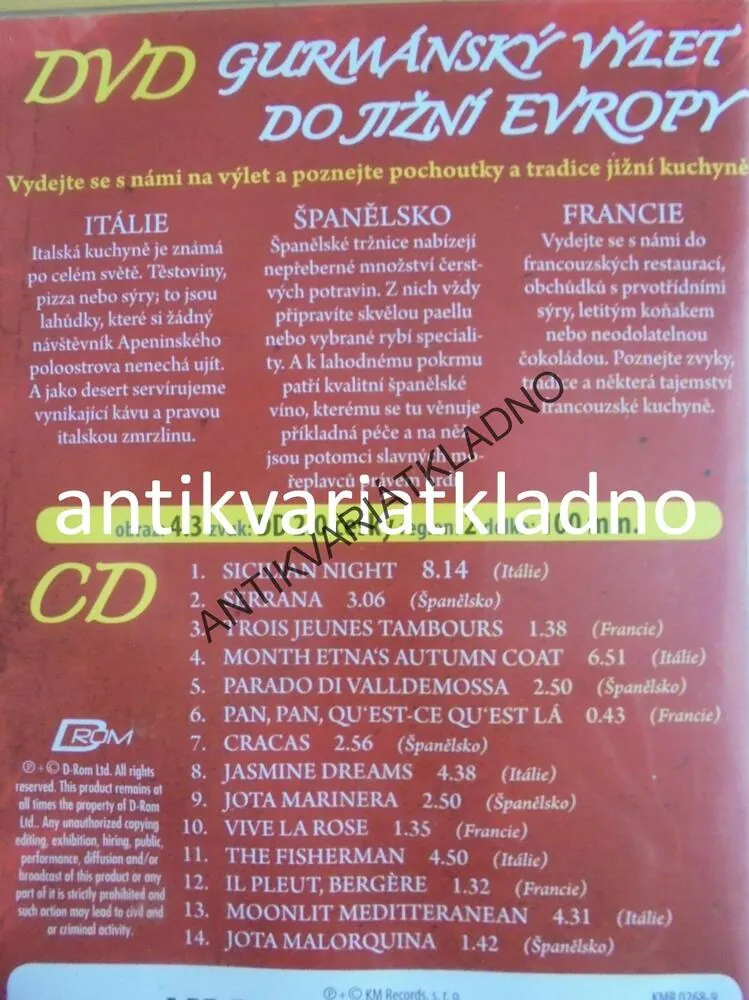 DVD DOKUMENT- GURMÁNSKÝ VÝLET DO JI.EVROPY,DVD+CD