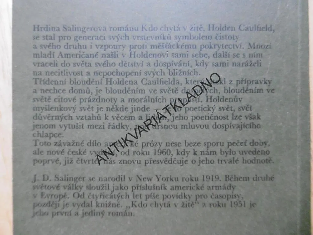 KDO CHYTÁ V ŽITĚ, J.D. SALINGER, **an