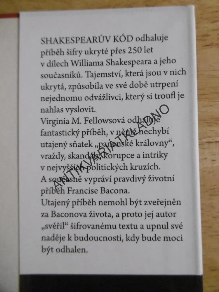 SHAKESPEARŮV KÓD, VIRGINIA M.FELLOWSOVÁ, **an