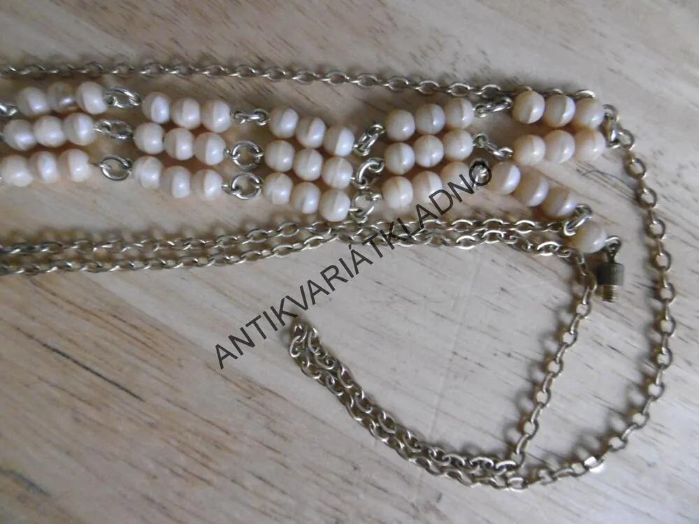 DVOJITÝ NAHRDELNÍK S KORÁLKY NA KRK, ŠPERK, NÁHRDELNÍK, KOMPLETNÍ, STARÉ, RETRO