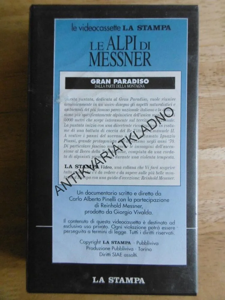 LE ALPI DI MESSNER, GRAND PARADISO, ITALSKY, VHS