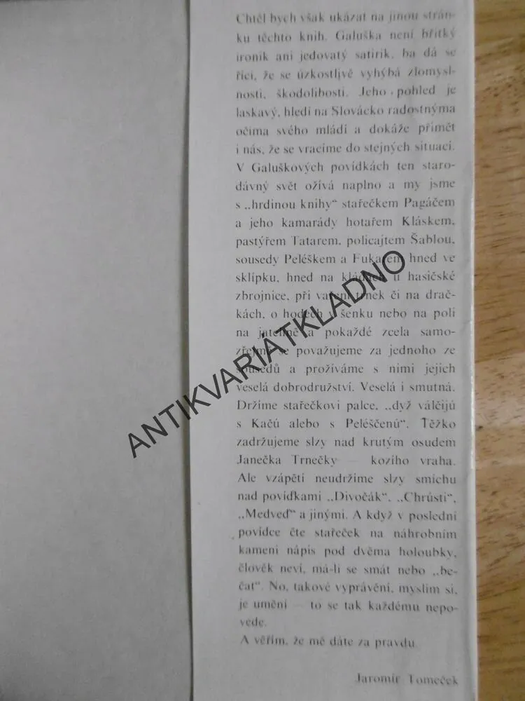 SLOVÁCKO SA NESÚDÍ, ZDENĚK GALUŠKA, 1972, **an