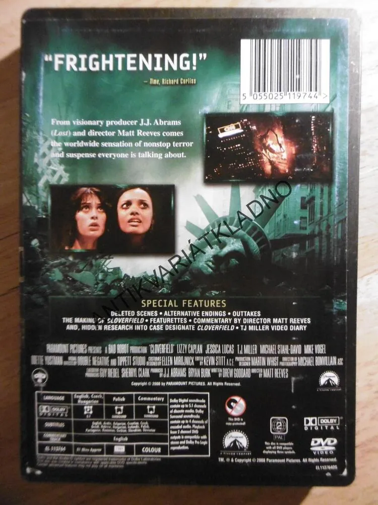 MONSTRUM, CLOVERFIELD, POSTAPOKALYPTICKÝ FILM, DVD FILM