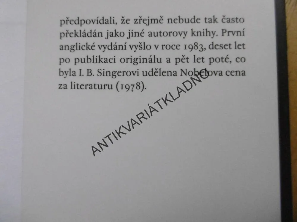 KAJÍCNÍK, ISAAC BASHEVIS SINGER, **an