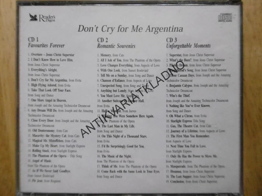 DON´T CRY FOR ME ARGENTINA, 3X CD hudba
