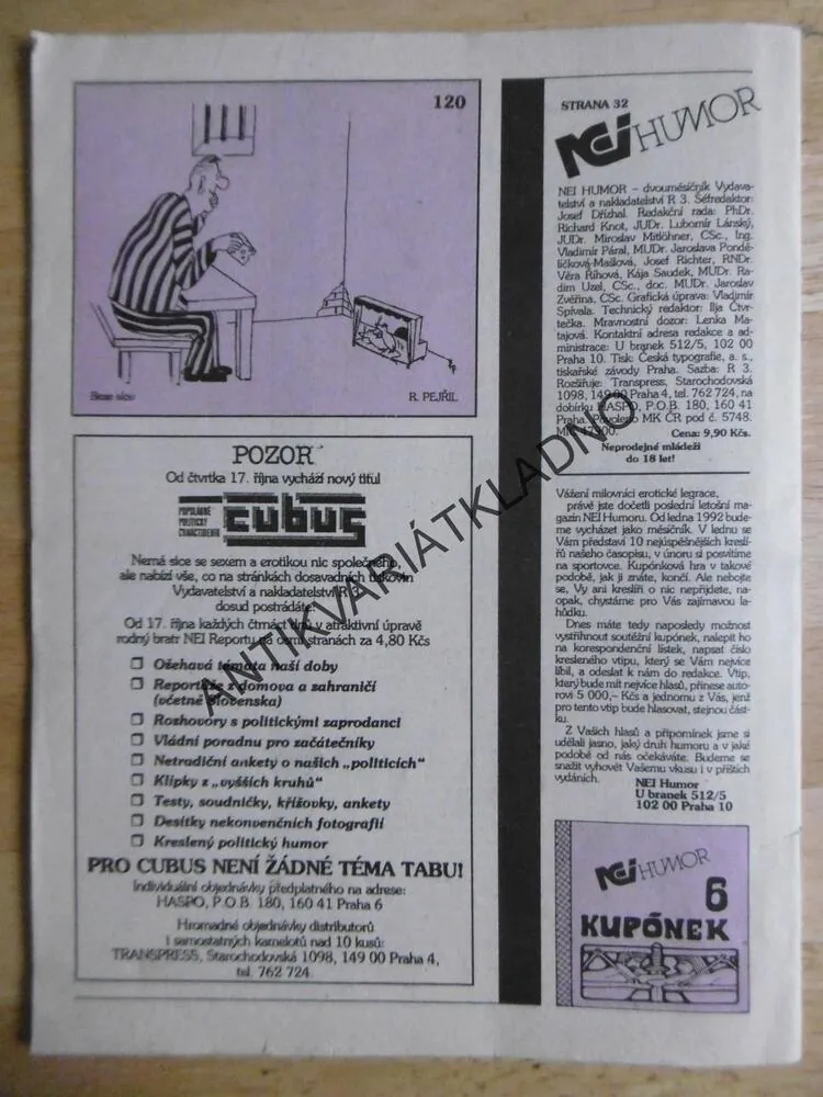 NEI HUMOR, 6/1991 ,EROTICKÁ KNIHOVNIČKA EROTIKA, SEX , PORNO