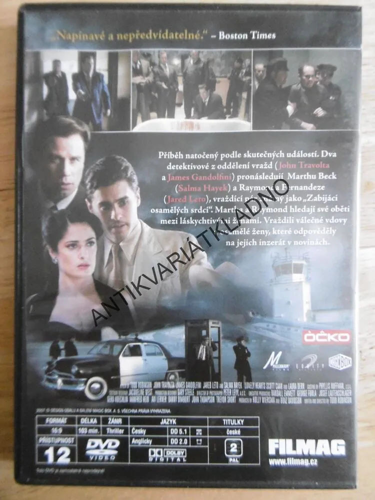 ZABIJÁCI OSAMĚLÝCH SRDCÍ, TRAVOLTA, DVD FILM,