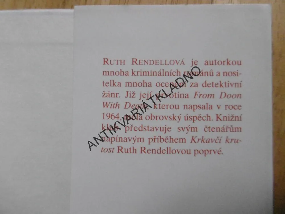 KRKAVČÍ KRUTOST, RUTH RENDELLOVÁ, **an