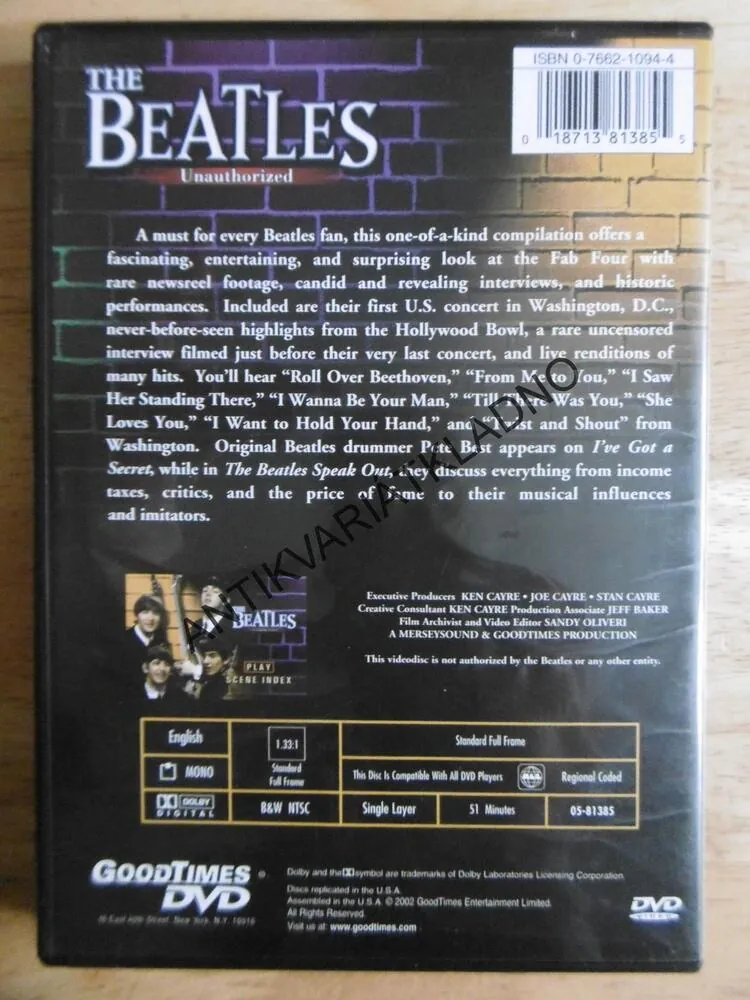 THE BEATLES, UNAUTHORIZED, DVD FILM
