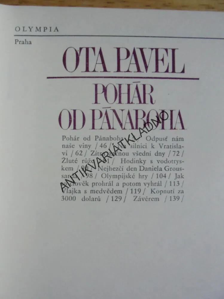 POHÁR OD PÁNABOHA, OTA PAVEL, BORN, **an