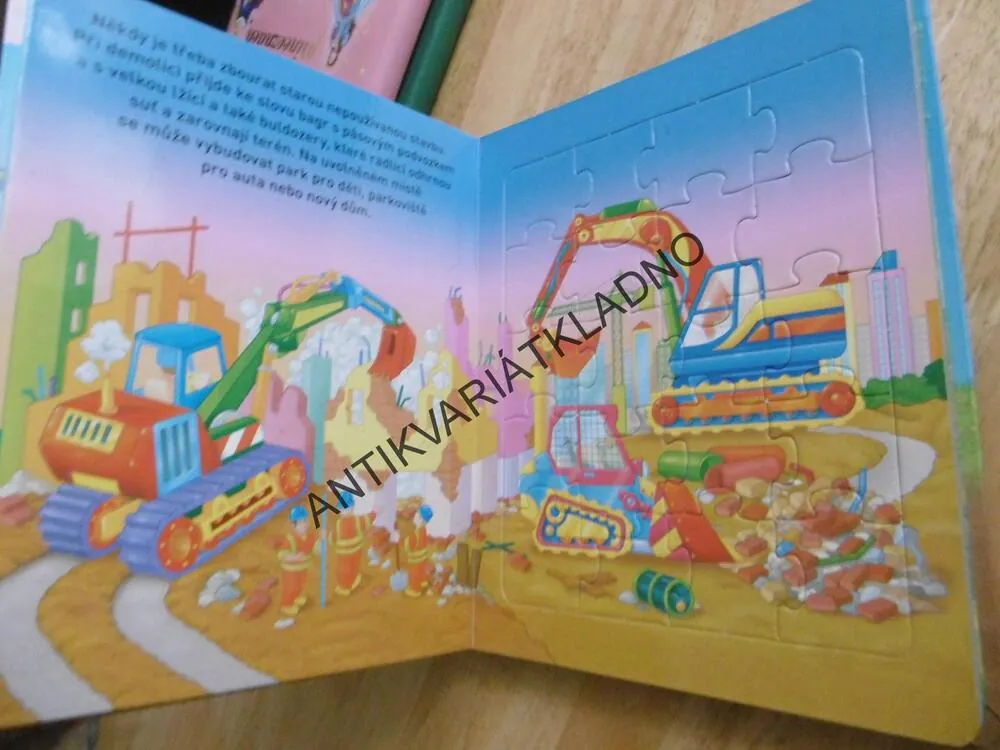 KNÍŽKA S PUZZLE, MAXI STROJE, 5 X PUZZLE