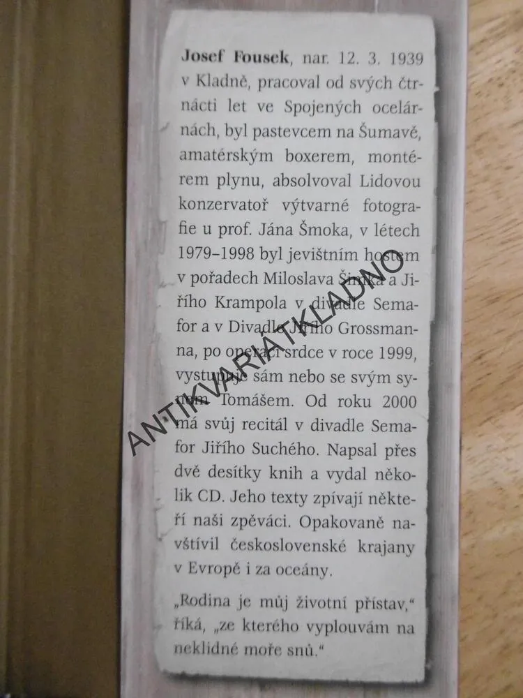 VLÍDNÁ SLOVA, JOSEF FOUSEK, **an