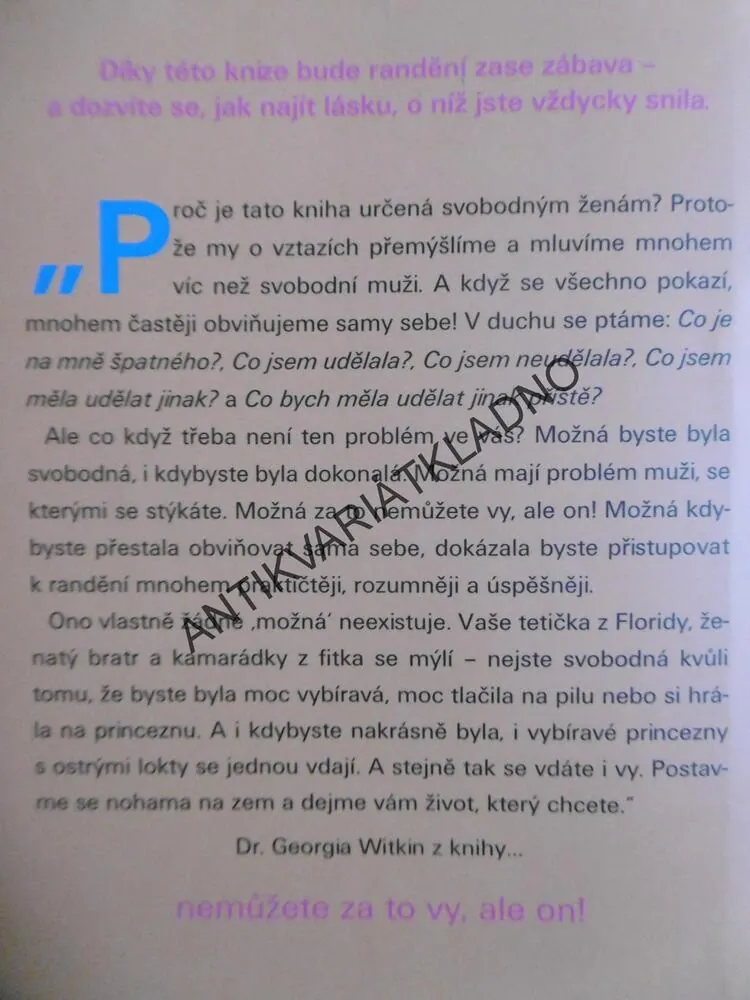 NEMŮŽETE ZA TO VY, ALE ON, DR. GEORGIA WITKIN, **an
