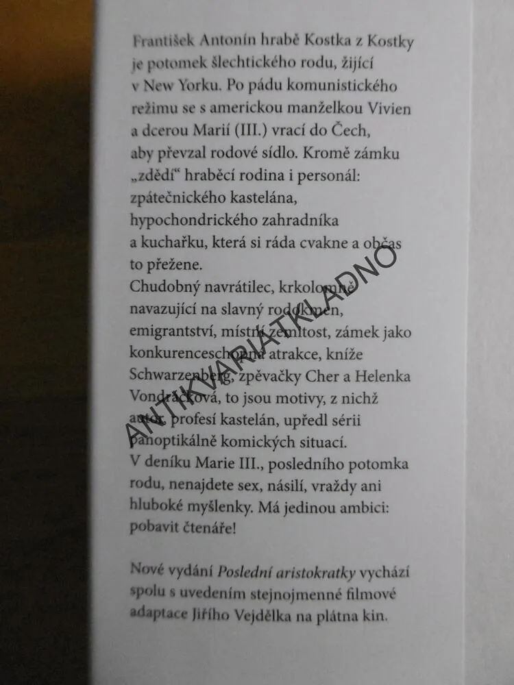 POSLEDNÍ ARISTOKRATKA, EVŽEN BOČEK, **an