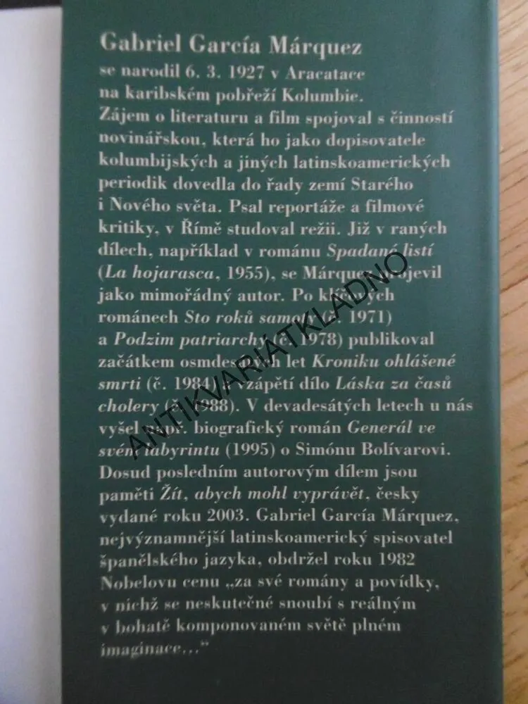 ZPOVĚĎ TROSEČNÍKA, GABRIEL GARCÍA MÁRQUEZ, **an