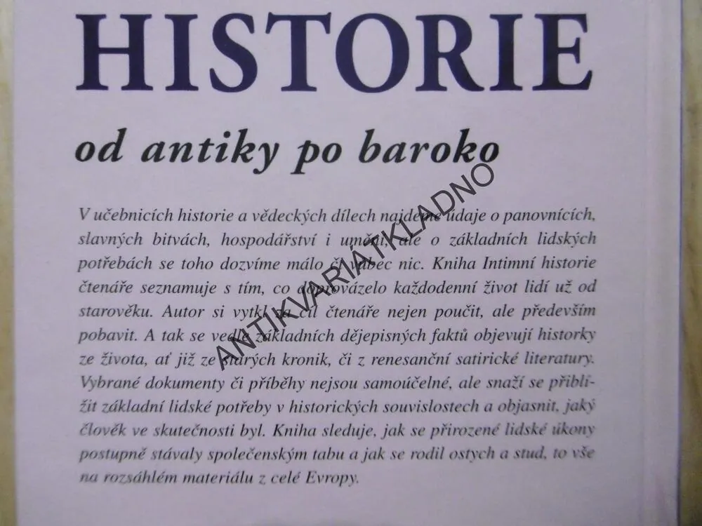 INTIMNÍ HISTORIE OD ANTIKY PO BAROKO, VLASTIMIL VONDRUŠKA, **an