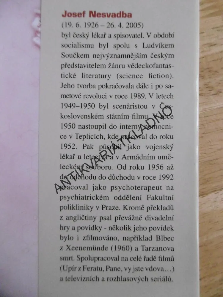 JAK PŘEDSTÍRAT SMRT, JOSEF NESVADBA, **an