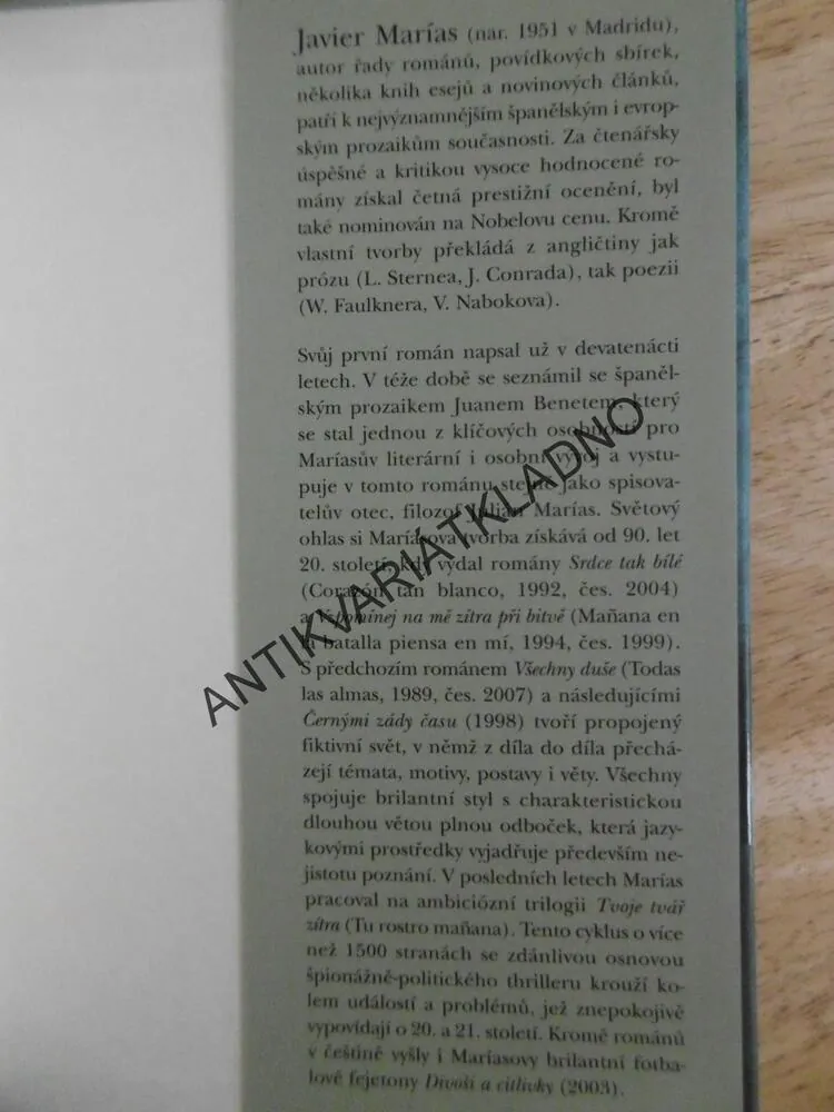 ČERNÁ ZÁDA ČASU, JAVIER MARÍAS, **an