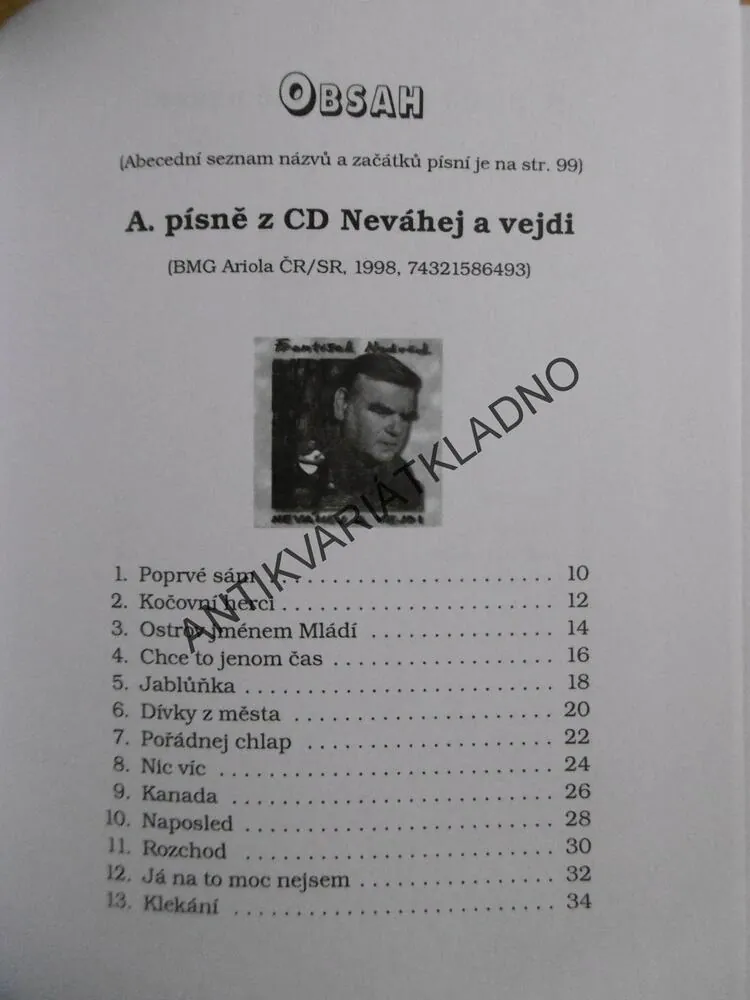 FRANTIŠEK NEDVĚD, NOTY, TEXT, **an