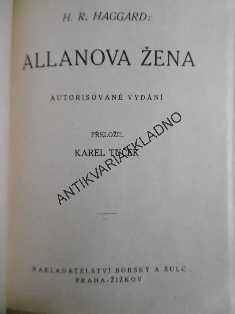 ALLANOVA ŽENA, H. R. HAGGARD, ČUTTA, **an