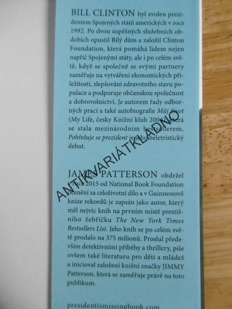 POHŘEŠUJE SE PREZIDENT, BILL CLINTON, JAMES PATTERSON, **an