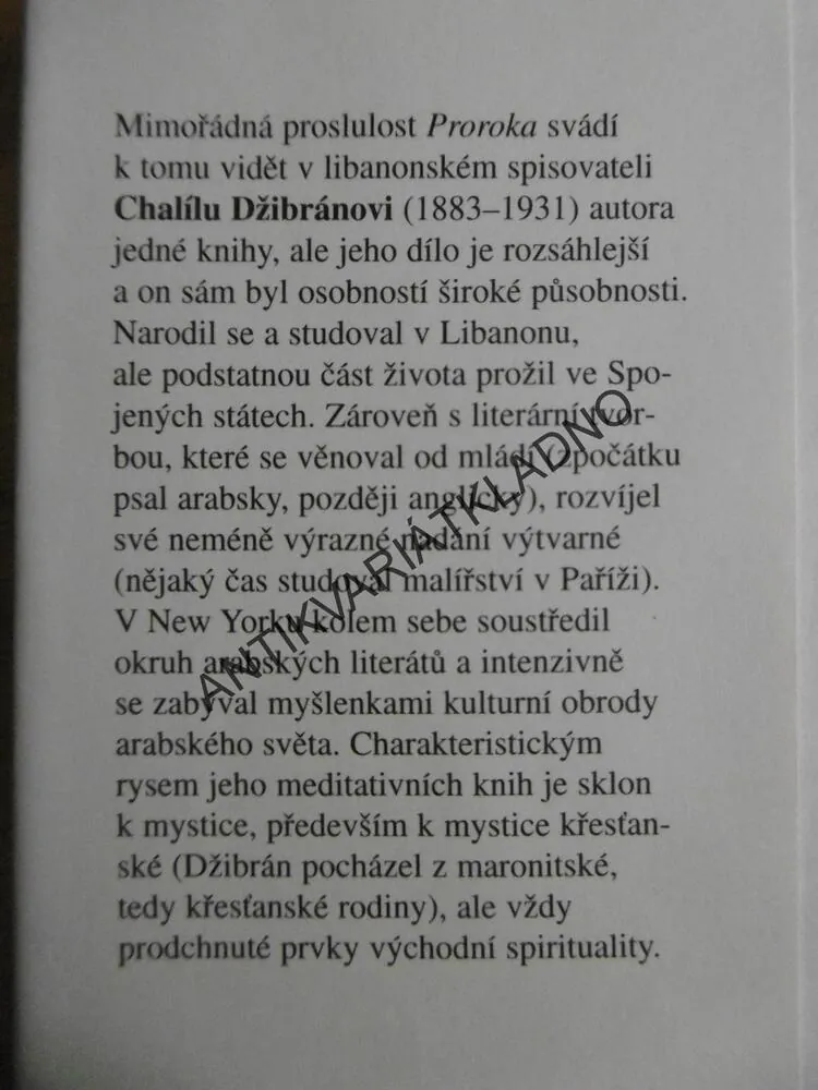 PROROK, CHALÍL DŽIBRÁN, **an