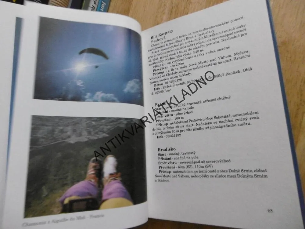 LETOVÁ MÍSTA PRO PARAGLIDING A ZÁVĚSNÉ KLUZÁKY, JAROSLAV JINDRA A KOLEKTIV, **an
